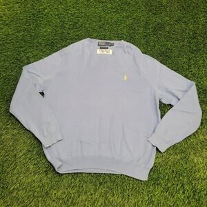 Ralph-Lauren Sweater Large 22x25 Pima-Cotton Blue